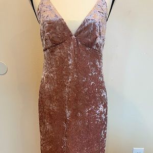 Forever 21 Pink Thin Strap Velour Midi Dress